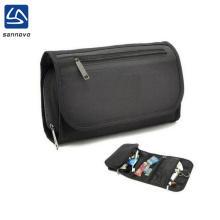 Compact hanging black foldable travel vanity bag,custom toiletry kit